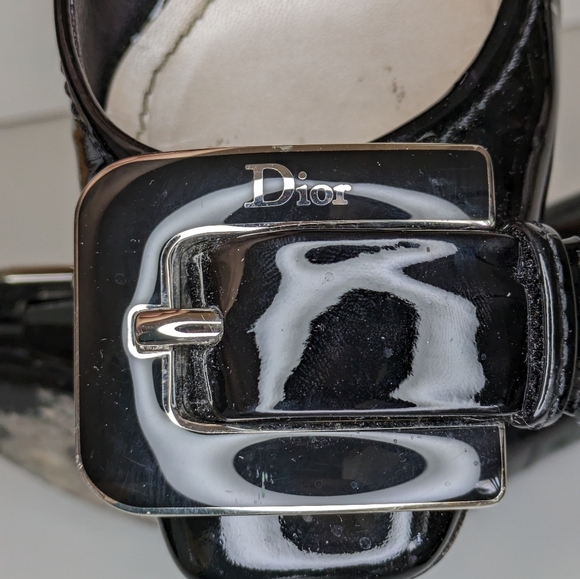 Dior Black Patent Leather Buckle Detail Block Heel Pumps Size 8.5-9 - Picture 7 of 8